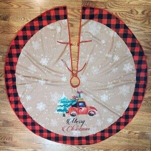 Rustic Christmas Tree Skirt Farmhouse Tree Skirt Buffalo Plaid 47"